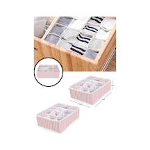 2 Adet 12 Bölmeli Organizer Çekmece Içi Düzenleyici Pembe Kumaş Pembe Diğer