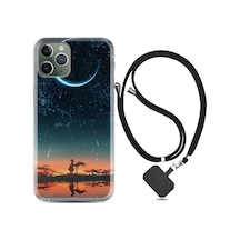 Apple Uyumlu iPhone 13 Pro Kılıf Boyun Askılı Ay ve Kız 1720