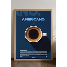 Americano Kahve Doğal Ahşap Çerçeveli Poster, Dekoratif Duvar Tablosu