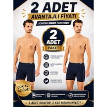 Erdem Erkek Lacivert 2 Adet Likralı Uzun Paça Boxer Kutulu- 1470lw