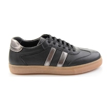 Bambi Siyah Beyaz Hakiki Deri Kadın Sneaker K01045050103