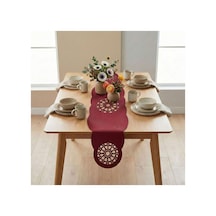 1 Adet Deri Runner-40x140 Cm-yıldız Desenli Runner Kırmızı