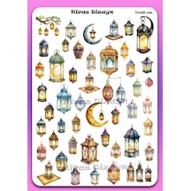 Hoş Geldin Ramazan Fenerler Sticker Sayfası 47 Adet Etiket 17x25 cm -
