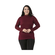 Disentis Büyük Beden Yarım Balıkçı Uzun Kollu Viskon Bordo Body-bordo Bordo