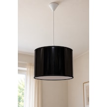 Şenay Aydınlatma Modern Silindir PVC Sarkıt Avize Siyah Tavan Lambası Salon Yatak Odası