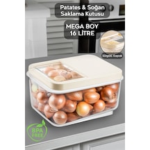 Meleni Home Sürgülü Kapak Sebzelik Patates Soğan Sebze Saklama Kabı Erzak Saklama Kabı Krem 16 L