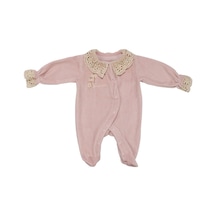 Bebegen Kız Bebek Lila Dantelli Yakalı Kadife Çıtçıtlı Tulum Çok Renkli