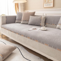 Şönil Kanepe Minderi Dört Mevsim Evrensel Basit Modern Işık Lüks Ins Rüzgar Kaymaz Kombinasyonu Kanepe Örtüsü Gri