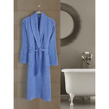 Mavi Büyük Beden Şalyaka Pamuklu Hamam Sauna Banyo Battal Kadın Erkek Unisex 3xl 4xl Bornoz