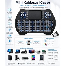 Mini Kablosuz Klavye Bt + 2.4ghz Çift Mod Bağlantı, Dahili Touchpad, Rgb Arka Aydınlatma, Usb Alıcılı, Smart Tv Android Tv Box Pc Tablet Telefon Htpc Projektör Ps3 Uyumlu Ksw1
