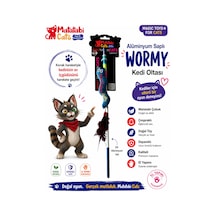 Al. Saplı Wormy Kedi Oltası, Sesli Peluş Kedi Oyuncaklı - Doğal Matatabi Içerikli
