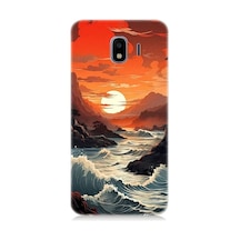 Samsung Galaxy J4 Duo Uyumlu Deniz Dağ Ve Gün Batımı Desenli Silikon Kılıf
