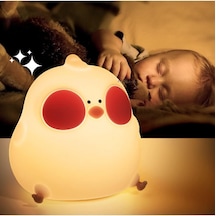 Çocuk Bebek Odası Gece Lambası, Led Rgb Işıklı, Dokunmatik Silikon, Sarı, 9 X 13 Cm Genel