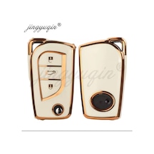 Toyota Yaris Anahtar Kılıfı Beyaz-gold