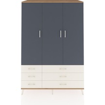 Kronos Dolap 5 Raflı 6 Çekmeceli Tek Askılı 132x59x195 Çam-an... Çam