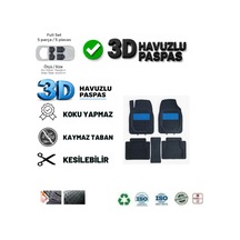 Audi A5 Sportback 2011 Uyumlu 3 Cm Havuzlu 5 Parça Set 3d Paspas Takımı Siyah - Mavi