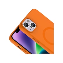 İphone 13 Kılıf M-safe Şarj Özellikli Nvth Aris Silikon Kapak - Turuncu