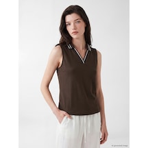 Lcw Comfort Kahverengi Polo Yaka Soft Touch Kadın Atlet
