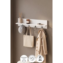 Portmanto Duvar Askılığı Elbise Askılığı Raflı Duvar Askılığı Sirius Beyaz 72 Cm