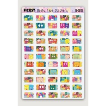 Sevimli Kedi Temalı Washi Tape Bant Sticker Seti - 55 Adet Şekilli Bant Etiket Çıkartma Diğer