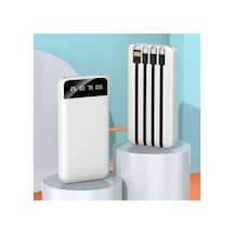 10000 Mah Powerbank Kendinden 4 Kablolu Dijital Ekranlı 4 Çıkışlı Powerbank Koruma Kılıfı li Beyaz