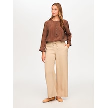Faik Sönmez Wide Leg Fit Modallı Beli Lastikli Pantolon S26pnt029 Us26pnt02934 Bej
