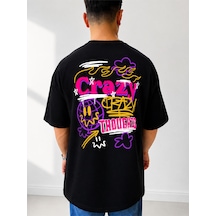 525 Oversize Sırt Baskılı Streetwear Unisex T-shirt Crazythought Siyah