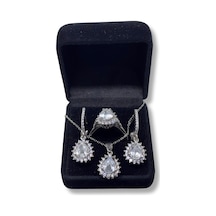 Oya Silver Damla Işıltılı Gümüş Set&takım
