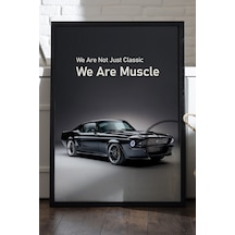 Ford Mustang Shelby Gt500 Siyah Ahşap Çerçeveli Poster, Dekoratif Araba Duvar Tablosu