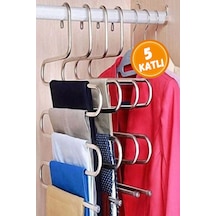 5 Bölmeli Metal Elbise Askısı - Giysi Pantalon Eşarp Fular Düzenleyici Metal Pembe Diğer