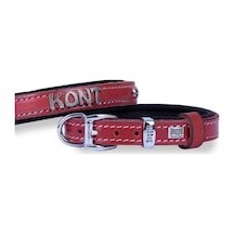 Doggie Konfor Deri İsimlikli Boyun Tasması Kırmızı 2 x 30-35 CM Kırmızı