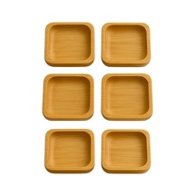 6 Lı Kare Sunum Ve Servis Kase Seti %100 Doğal Bambu, 9x9 Cm Çok renkli