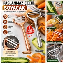 Paslanmaz Çelik Sebze Soyacak 2 Renk Seçenekli Keskin Bıçaklı Ergonomik Mutfak Soyma Aparatı Gümüş