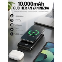 10.000 Mah Powerbank 4 Portlu Hızlı Şarj Dijital Göstergeli Siyah