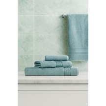 3 Parça Ekonomik Banyo Havlu Seti% 100 Pamuklu Basic Mint Çok Renkli