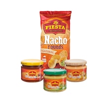 La Fiesta Film Paketi Tortilla Cips, Çedar Peynirli Dip Sos, Guacamole Dip Sos, Salsa Dip Sos