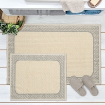 Soft Nemi 2'li Banyo Paspası - Bej - 60x100 Cm + 50x60 Cm Renkli