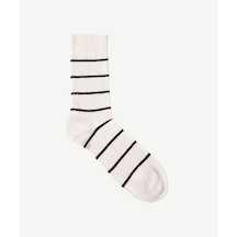 Yargıcı Çizgi Detaylı Erkek Çorap Ekru-siyah Ekru - Siyah