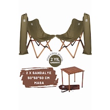 Bag The Joy Ahşap Masa Sandalye Seti Kahverengi-haki-50 50 50cm