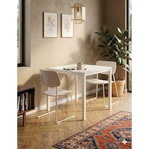 Kompakt Yemek Masası 88x60 Beyaz Metal Ayak Ve Beyaz Tabla Diğer