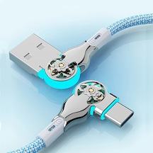 Tekagene Pd 60w 180 Dönüşlü Süper Hızlı Şarj Kablosu Samsung Uyumlu S24/s23/s22 Ultra A54/a53 Note 20+ 5g Usb-cgökyüzü Mavi1m