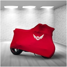 Yukı Tk50q3 Picasso 50 Kırmızı Kumaş Motosiklet Brandası Logo Baskılı Penye Kumaş Motosiklet Branda