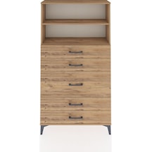 Arges Dolap 2 Raflı 5 Çekmeceli 88x30x163 Çam-çam Atlas Çam