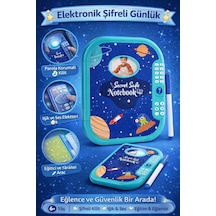 Elektronik Şifreli Günlük Ve Eğitici Tablet Eğlence Güvenlik Ve Öğrenme Bir Arada - Mavi