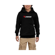 Zepplin Giyim Dainese Logo Text Siyah Çocuk Kapşonlu Sweatshirt Siyah