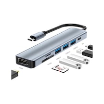 Type C Hub 7 Port , 100w Pd Şarj Ve Veri Transfer Type-c Port 4k 30hz Veya 1080p 60hz Hdmı, 1 Adet Usb 3.0 Port 2 Adet 2.0 Port, Mirosd Ve Sd Kart Okuyucu Macbook Pro/air Vb. Uyumlu