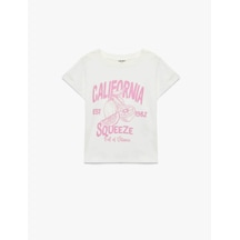 Koton Baskılı Ekru Kız Çocuk T-shirt 6skg10039ak Ekru