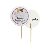20 Adet Kişiye Özel Baskılı Bekarlığa Veda Pasta Kürdanı 6,5 Cm Bride To Be -3