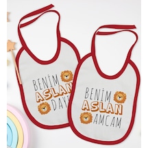 BK Kids Dayı ve Amca Tasarımlı 2’li Kırmızı Mama Önlüğü-1 Kırmızı