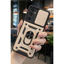 Samsung Uyumlu Galaxy S24 Kılıf Sürgülü Kamera Korumalı Yüzüklü Stand Olabilen Magnetic Tpu Tank Kapak